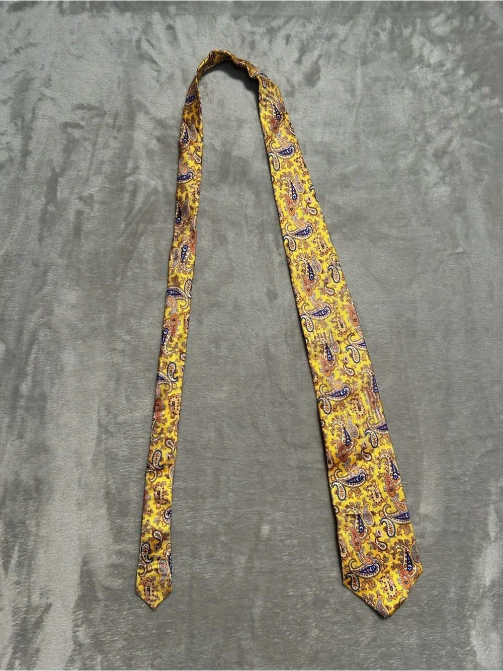 Paul Fredrick Paisley Neck Tie Silk Yellow